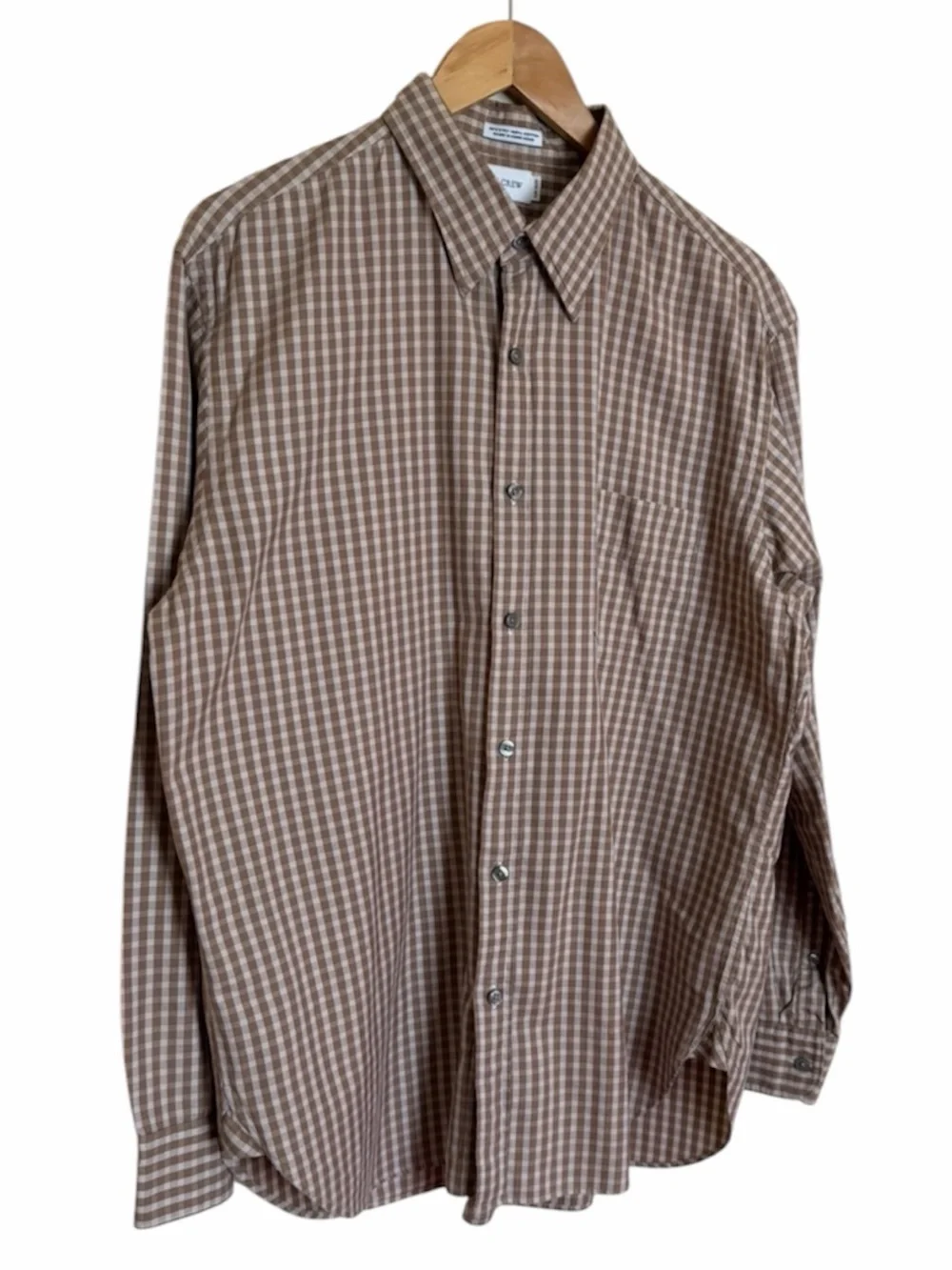 J. Crew Brown Plaid 100% Cotton Button-Up Shirt. Size Large